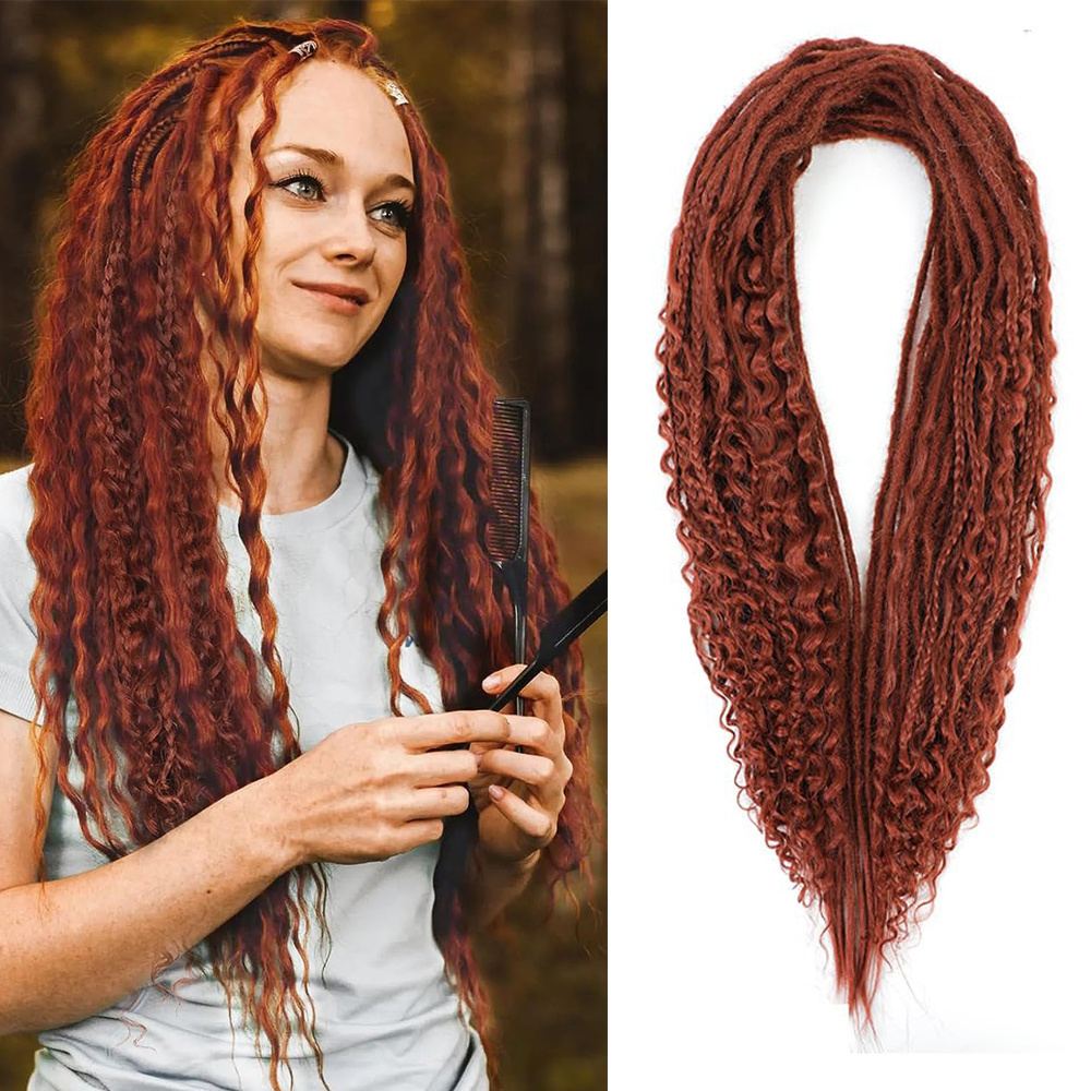 Sharopul Wavy Dreadlocks Synthetic Double Ended Dreadlock Extensions Handmade Reggae Hair Hip-Hop Style Soft Dreadlock Extension