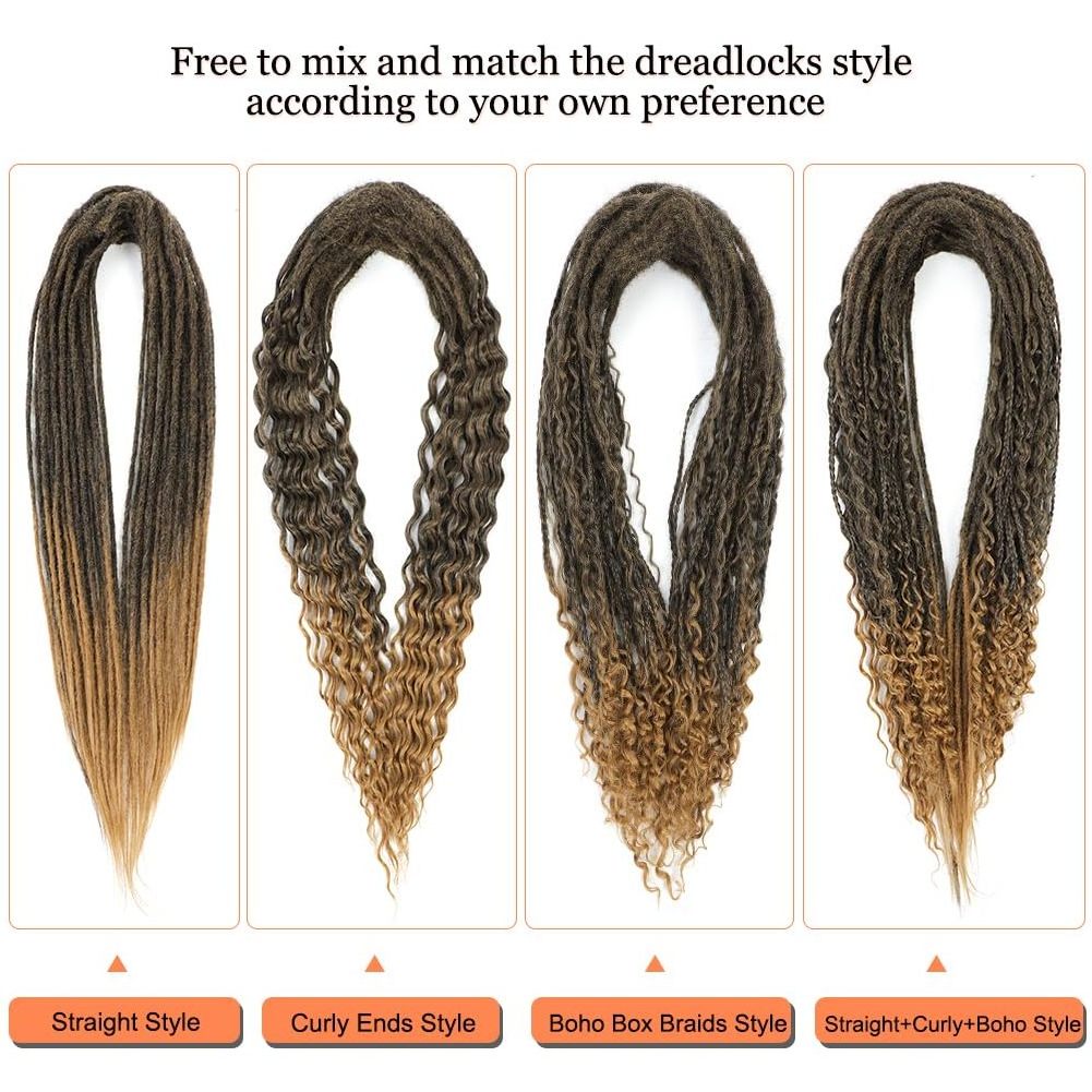 Sharopul Wavy Dreadlocks Synthetic Double Ended Dreadlock Extensions Handmade Reggae Hair Hip-Hop Style Soft Dreadlock Extension