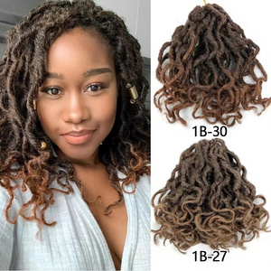 wholesale Goddess Mermaid Locs short  dark brown soft faux locs Synthetic Braiding crochet Hair Extension