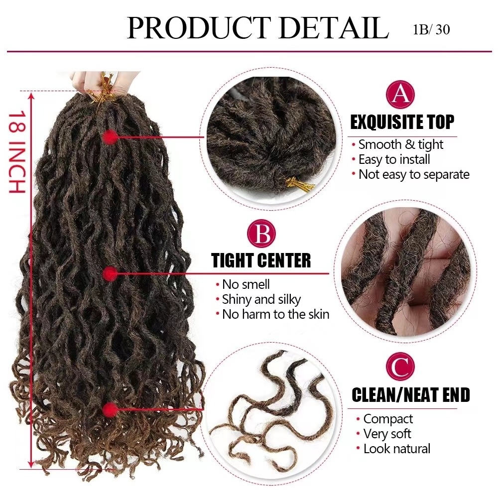 wholesale Goddess Mermaid Locs short  dark brown soft faux locs Synthetic Braiding crochet Hair Extension