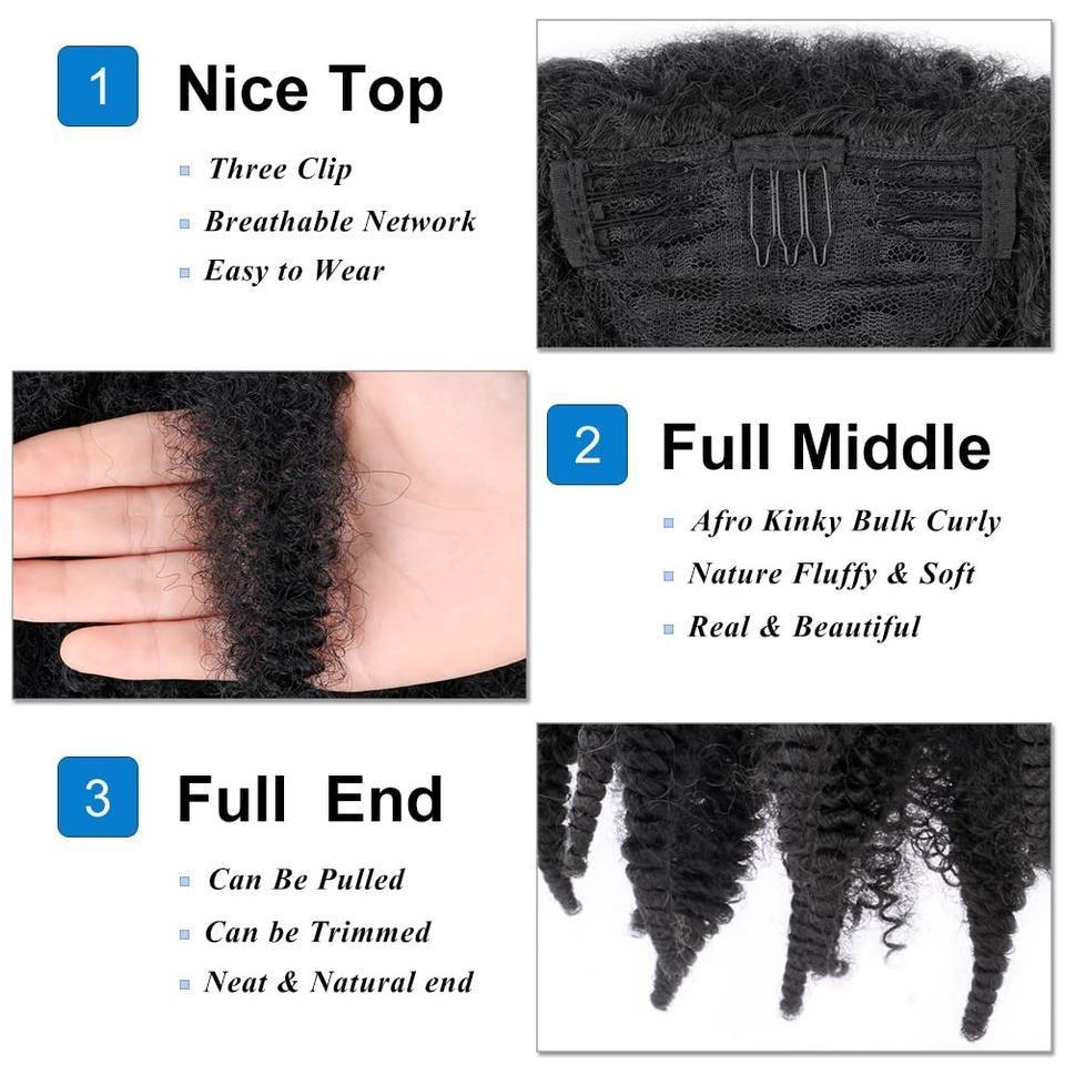 Synthetic short Afro kinky Ponytail For Natural black In Ponytail One Piece Clip In Hair Extensions For Afro Black Women