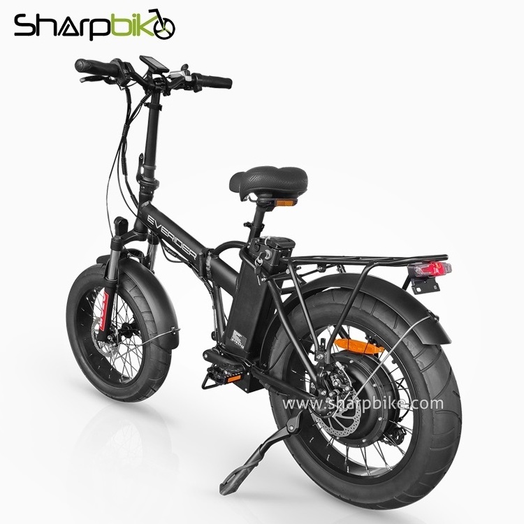 Powerful 48V 1000W Folding Fat Tire Beach Cruiser Electric Bike