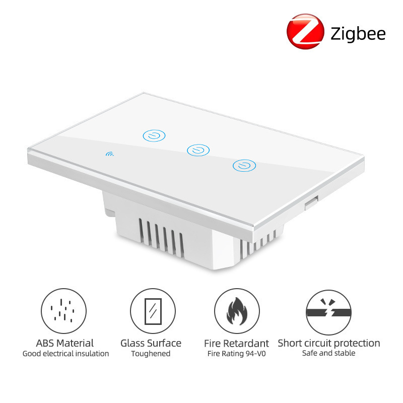 Zigbee WiFi Wall Touch Light Switch Smart Life AC100-240V Interruptor Zigbee Tuya Works with Alexa Google Home 1/2/3/4 Gang