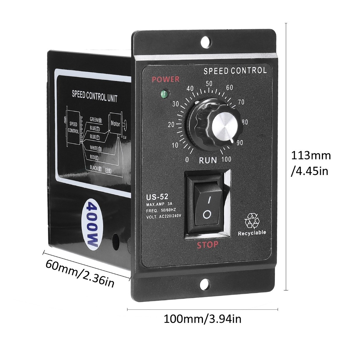 400w Speed Controller Alternating Current Single-phase Asynchronous Motor Electronic Stepless Speed Regulation Speeds Controller