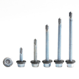 Galvanized Carbon Steel Waterproof Composite washer Hex Flange Washer Head Self Drilling Screw For shack Roof sheet metal