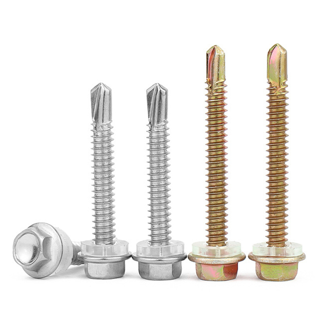 zinc plated carbon steel self tapping tornillo truss hex head self drilling screw wood flange chipboard screw with washer