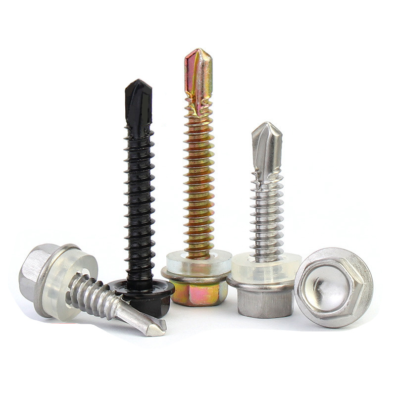 SDS Drilling Roofing Tek Screws With Rubber Washers Tornillos Hexagonal Hex Head Self Drilling Screws tek screws for roof