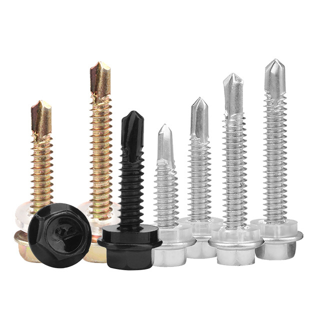 zinc plated carbon steel self tapping tornillo truss hex head self drilling screw wood flange chipboard screw with washer