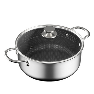 316 Stainless Steel Dual-sided Stockpot Milk Pot Non-stick Pan With Lid Honey Comb Soap Pot