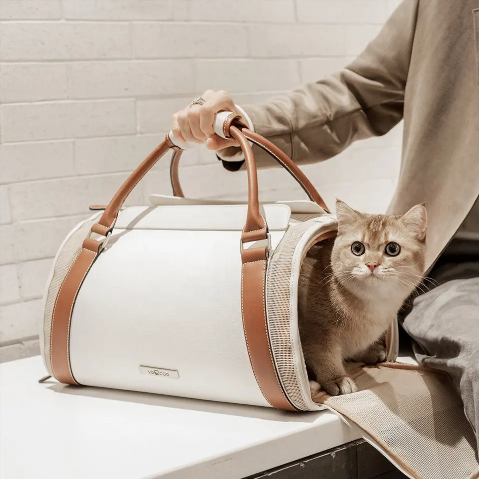 Stocked Personalized New Designer Pet Bags Fashionable Waterproof Leather Travel Dog Cat Carrier Bags Luxury Outdoor