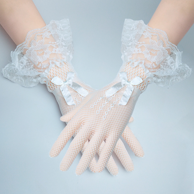 Black Lace Fishnet Lace Gloves Fingered Party Wedding Dress Prom Evening Wedding Bridal Glove