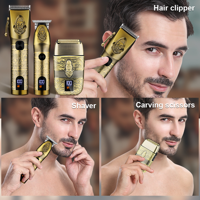 4D 730 Powerful Haircut Clipping Machine set Lcd display Hair Trimmer Grooming Kit IPX6 waterproof hair clipper set