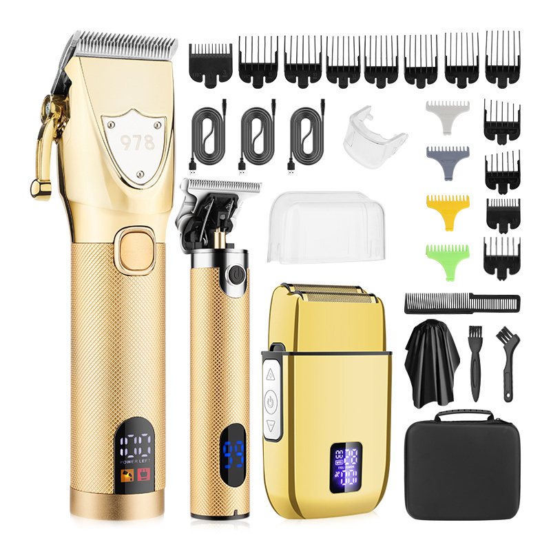 4D 978 Professional Rechargeable Electric hair trimmer Blade Mens Hair Clipper Beard Grooming Set 3 in 1 Usb Nose Trimmer