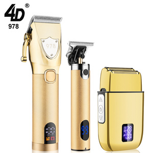 4D 978 Professional Rechargeable Electric hair trimmer Blade Mens Hair Clipper Beard Grooming Set 3 in 1 Usb Nose Trimmer