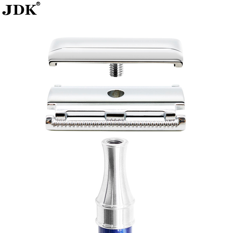 Safety Razor with Sea Blue Handle Stainless Steel Blade Light Color Bring light mood