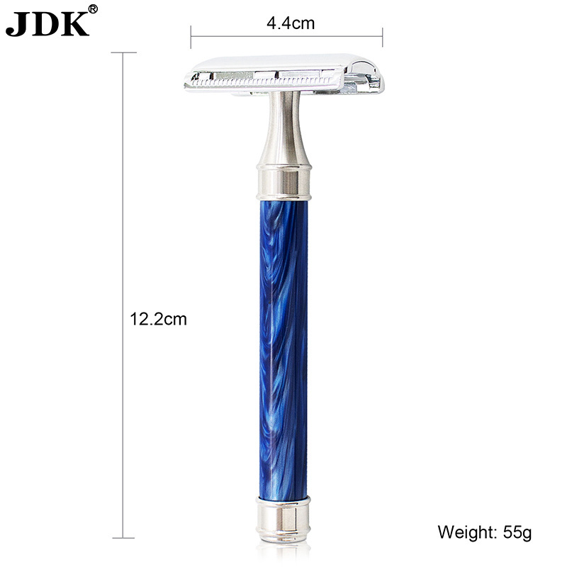 Safety Razor with Sea Blue Handle Stainless Steel Blade Light Color Bring light mood