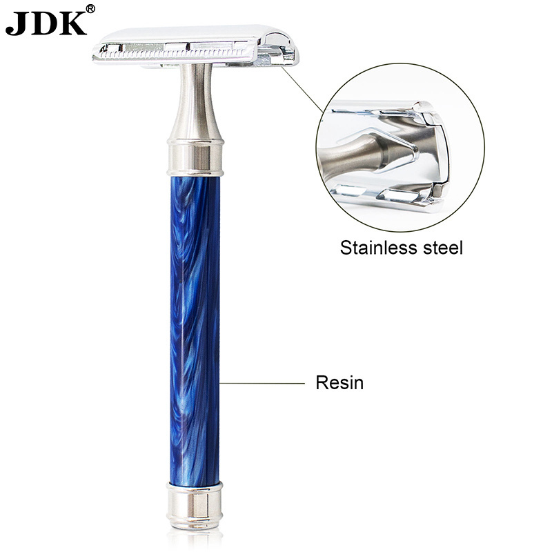 Safety Razor with Sea Blue Handle Stainless Steel Blade Light Color Bring light mood