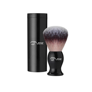 Wholesale Custom Black Color Men Beard Vegan Synthetic Shaving Brush with Travel Tube