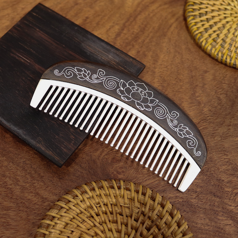 New Arrival Anti-static Sterling 999 Silver Magic Hair Comb Health Maintenance Household Mahogany Beauty comb