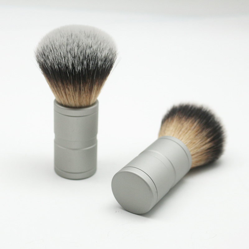 Shaving Brush Metal Men Beard Matte Silver Sivertip Vegan Synthetic Barber Shop Your logo Brushes Shaving