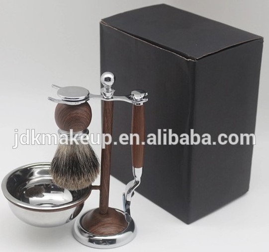 Wholesale Luxury Shaving brush High End Metal Stand Shaving Beard brushes kit with gift box