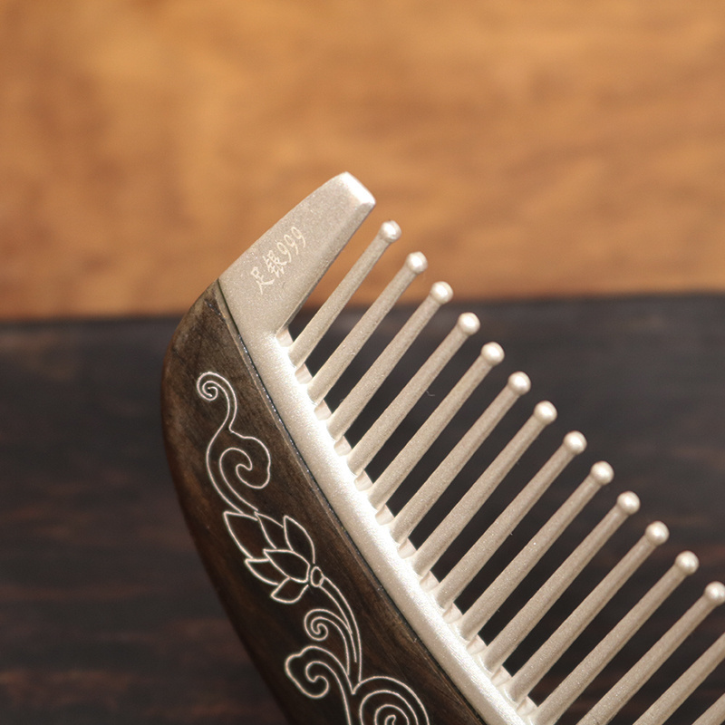 New Arrival Anti-static Sterling 999 Silver Magic Hair Comb Health Maintenance Household Mahogany Beauty comb