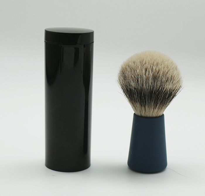 Top quality beard & mustache brush Silver tip Pure badger Hair beard brushes shaving wholesale with travel case for men