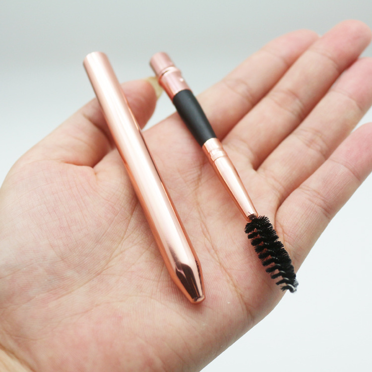 Cosmetics Brands Private Label Retractable Rose Gold Mascara Wand Eyelash Brush Makeup Brushes With Lid