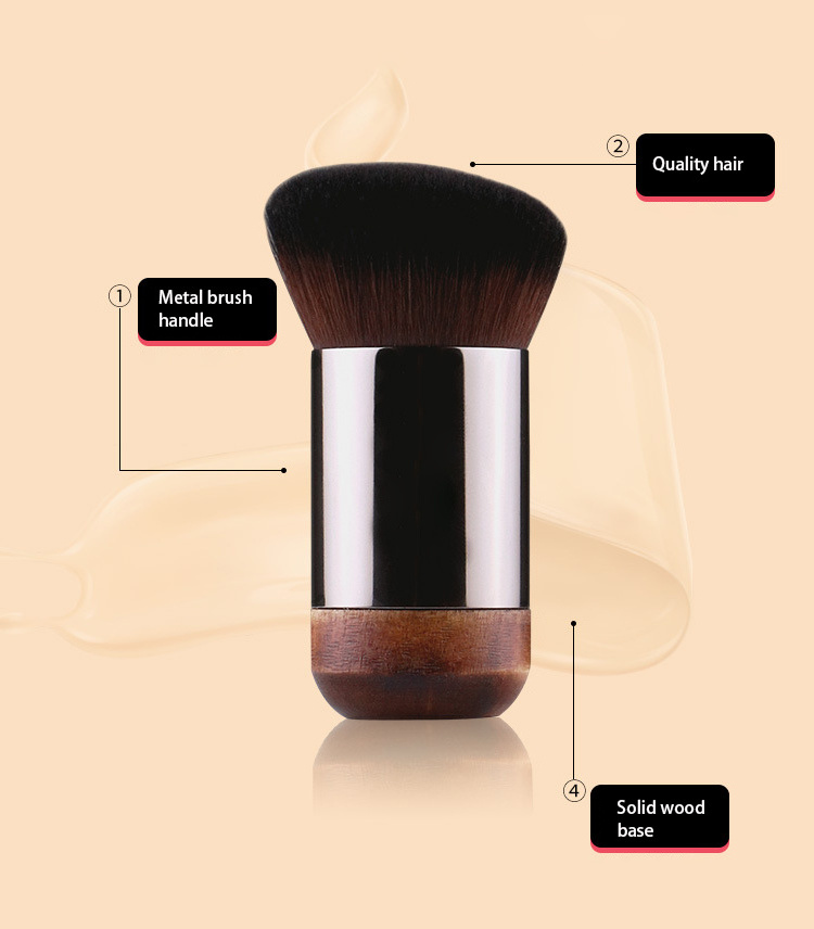 2023 Best seller Foundation Makeup brush Flat Top Kabuki Brush for Face Short Fat Brown Brushes Custom