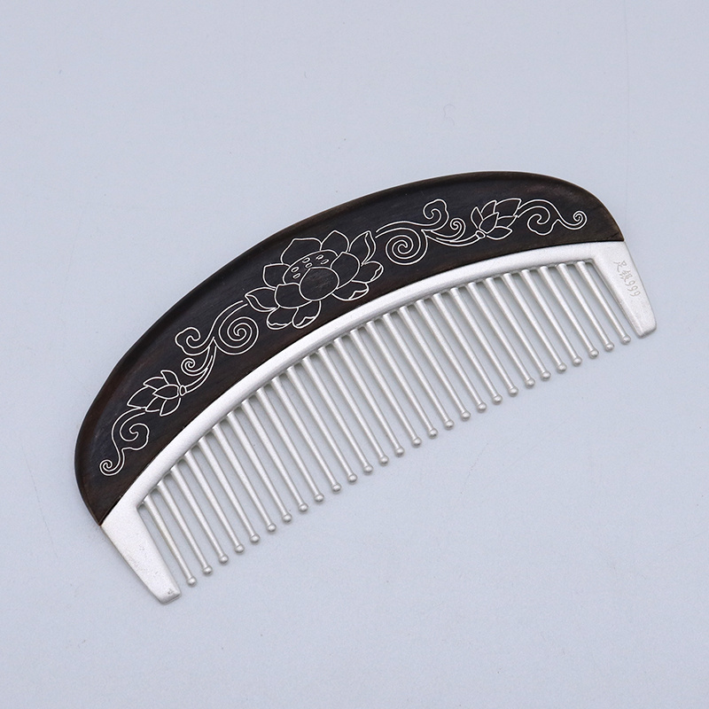 New Arrival Anti-static Sterling 999 Silver Magic Hair Comb Health Maintenance Household Mahogany Beauty comb