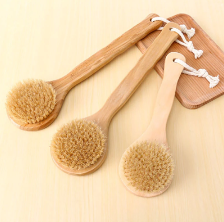 Natural Bristle Bath Body brush with long wooden handle  for Bath Body Foot Brush