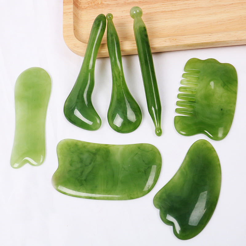 Heart Shaped Gua Sha Guasha Board Green Rose Quartz Jade Stone Scraping Massage Tool gua sha board