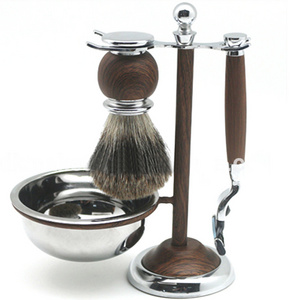 Wholesale Luxury Shaving brush High End Metal Stand Shaving Beard brushes kit with gift box