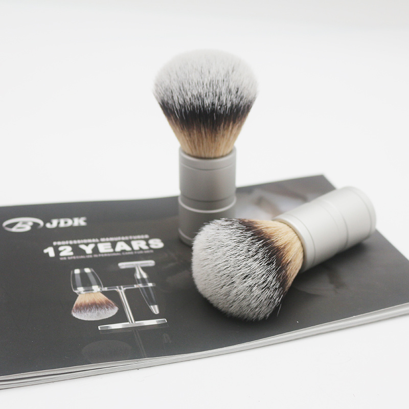 Shaving Brush Metal Men Beard Matte Silver Sivertip Vegan Synthetic Barber Shop Your logo Brushes Shaving