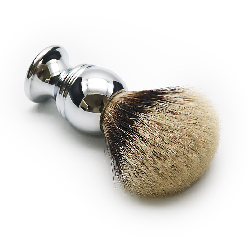 Custom Logo Silver tip Badger Hair Shaving brushes Chrome Metal Men's Shaving Soap Barber Grooming Beard shaving brush wholesale