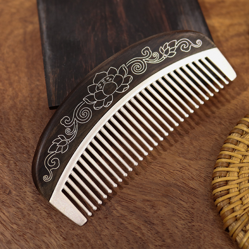 New Arrival Anti-static Sterling 999 Silver Magic Hair Comb Health Maintenance Household Mahogany Beauty comb