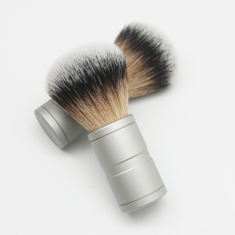 Shaving Brush Metal Men Beard Matte Silver Sivertip Vegan Synthetic Barber Shop Your logo Brushes Shaving