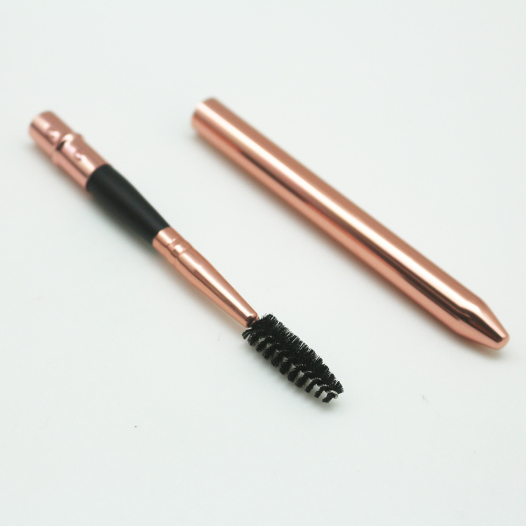 Cosmetics Brands Private Label Retractable Rose Gold Mascara Wand Eyelash Brush Makeup Brushes With Lid