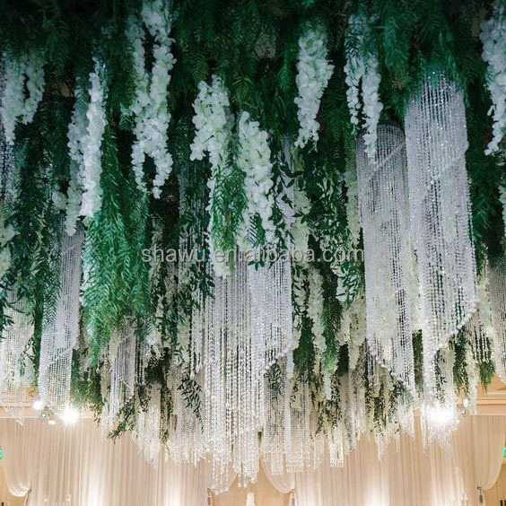 Indoor Decorative tree decor ceiling Artificial Hanging Green Leaf Plants for event decoration