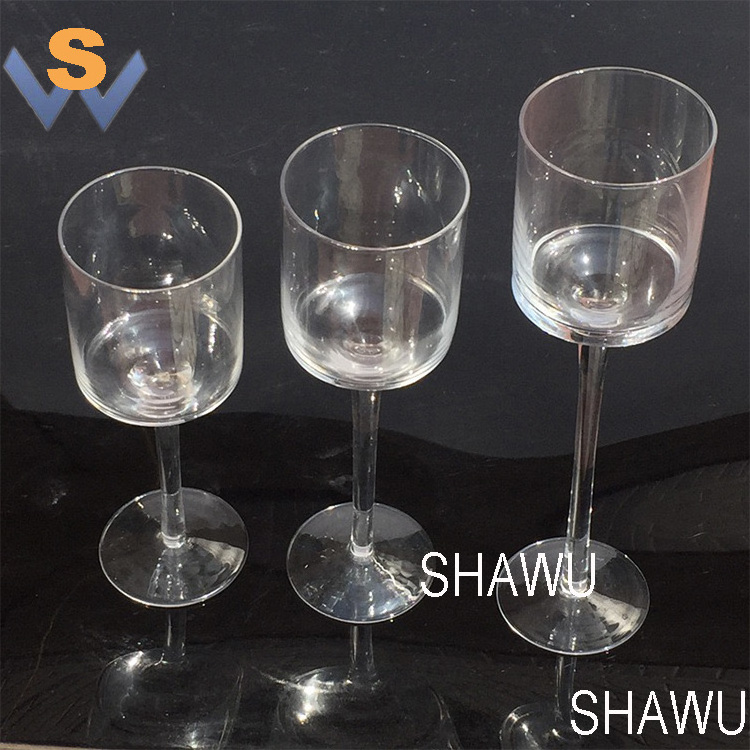 3 glass candle holder set glass cylinder candle holder 3pcs for wedding table centerpieces