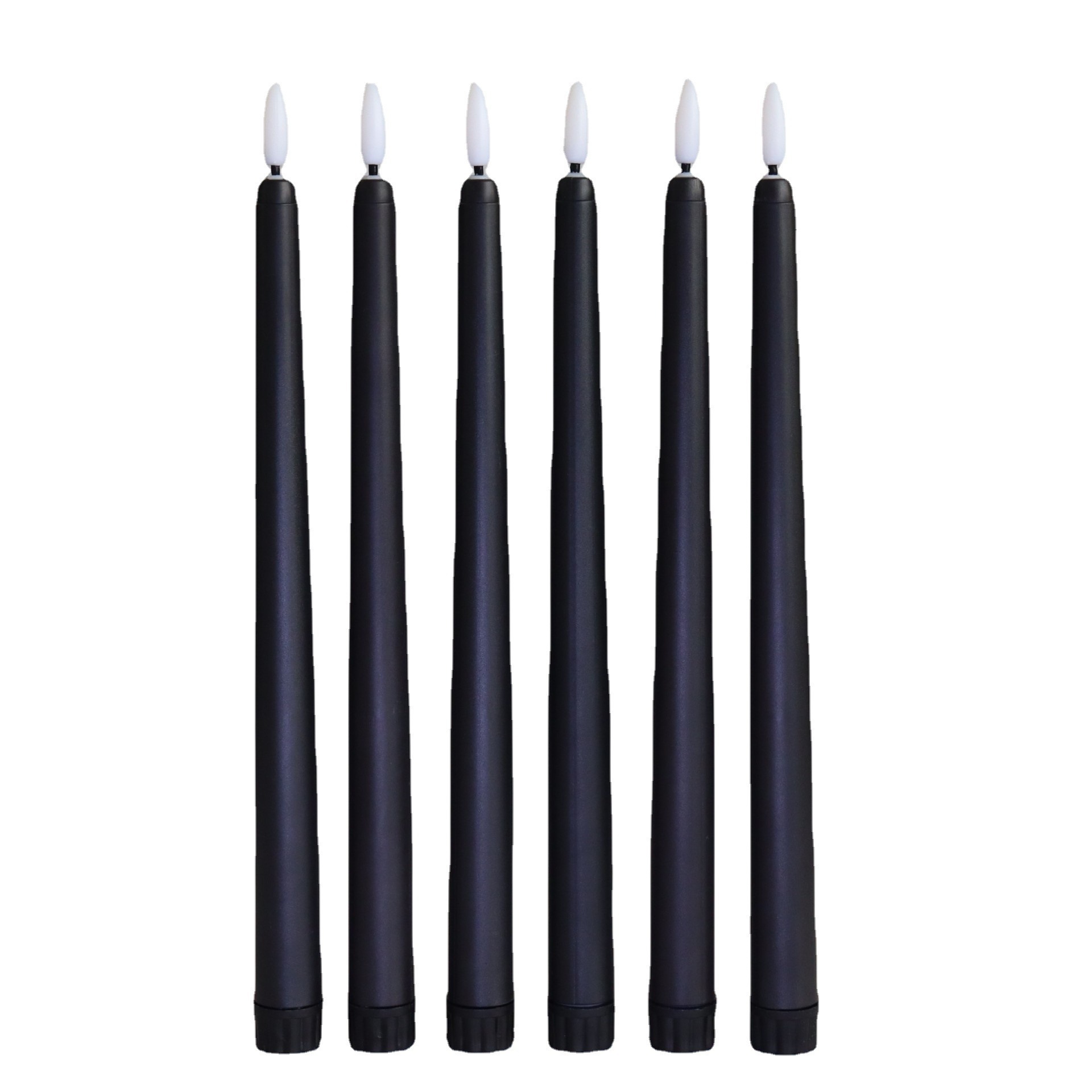 Battery Operated 3D bullet flame wick flickering black color led taper wax candles for christmas wedding decor