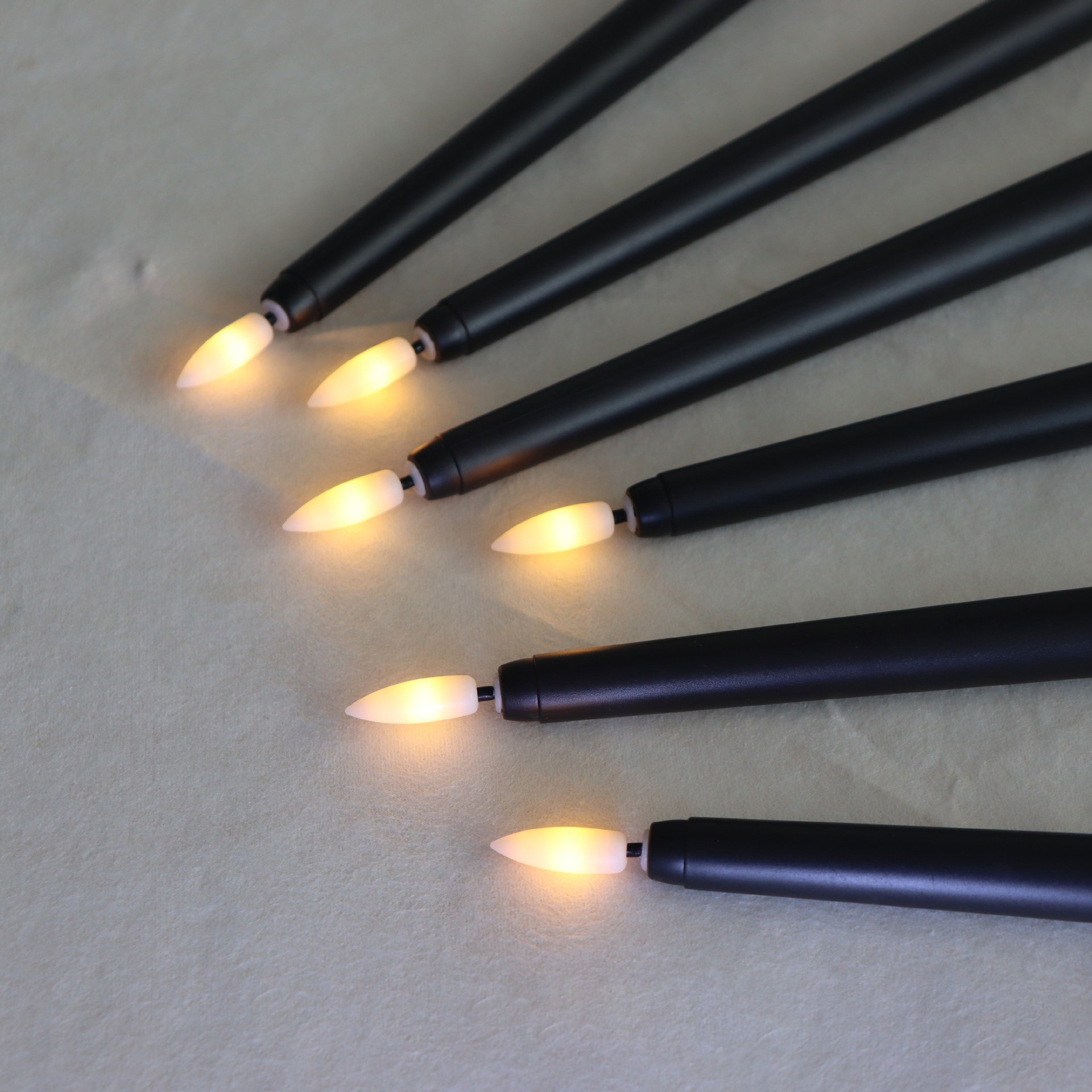 Battery Operated 3D bullet flame wick flickering black color led taper wax candles for christmas wedding decor