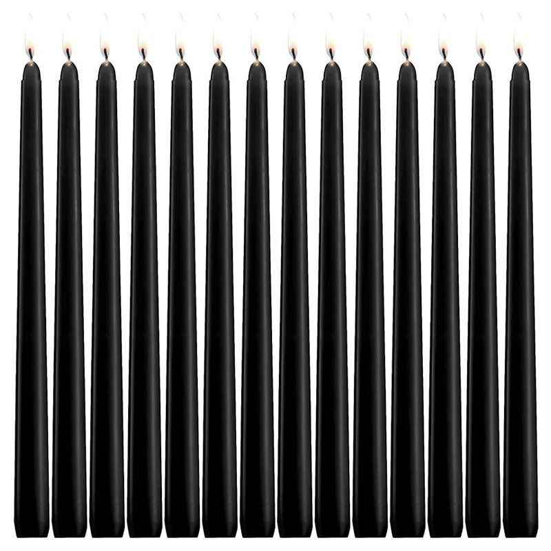 wholesale long wax black white candles lighter for wedding party solid color flameless candles