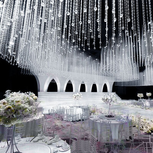 Gorgeous wedding decoration crystal acrylic beads ceiling curtains with crystal ball event drape