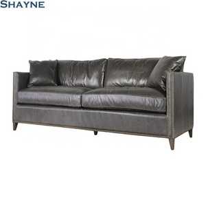 2024 collections Shayne Expertise Manufacturer American Style Living Room Mont Blanc Wolf Genuine Fancy Casa Rivets Leather Sofa