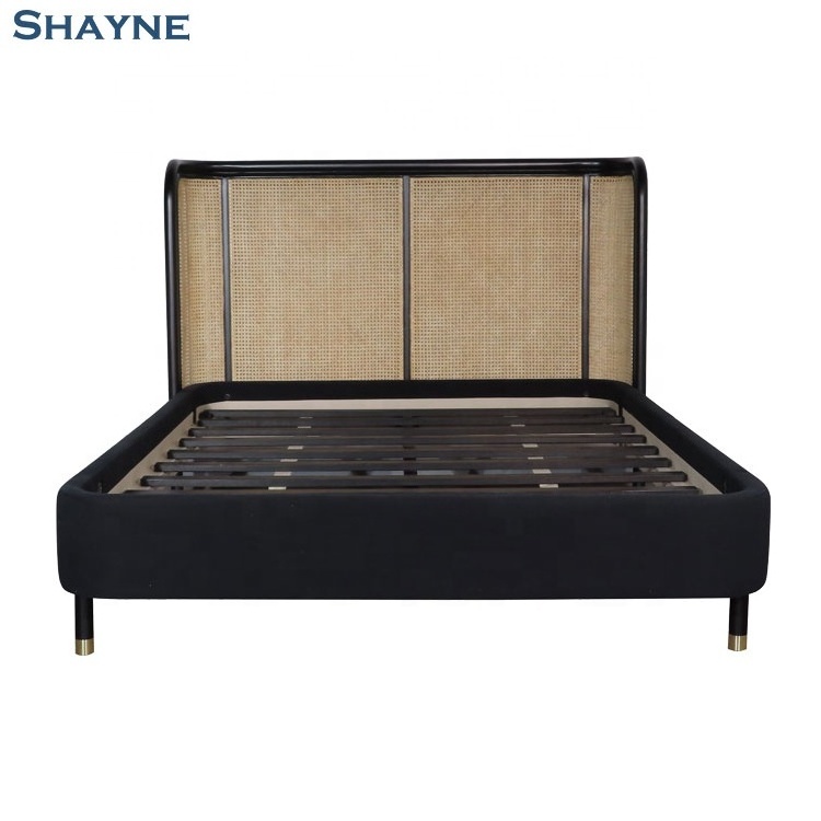 2024 collections Shayne  Factory Luxury Customize  American Style Fabric Classic Solid wood Bedroom Furniture New Design Bed