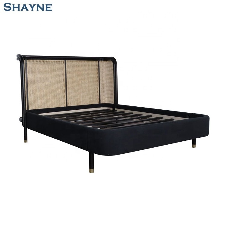 2024 collections Shayne  Factory Luxury Customize  American Style Fabric Classic Solid wood Bedroom Furniture New Design Bed