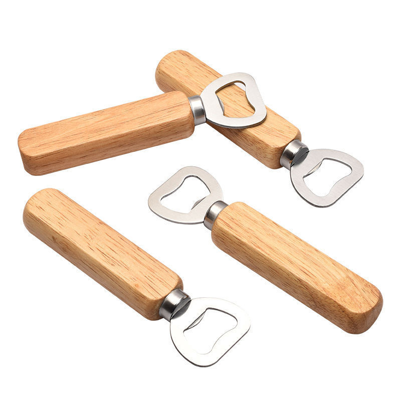 Beer Opener's Wooden Stainless Steel Custom Can Wine Bottle Opener Metal Bottled Openers Abridor Speed Wood Handle Bottle Opener