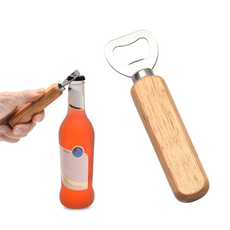 Beer Opener's Wooden Stainless Steel Custom Can Wine Bottle Opener Metal Bottled Openers Abridor Speed Wood Handle Bottle Opener