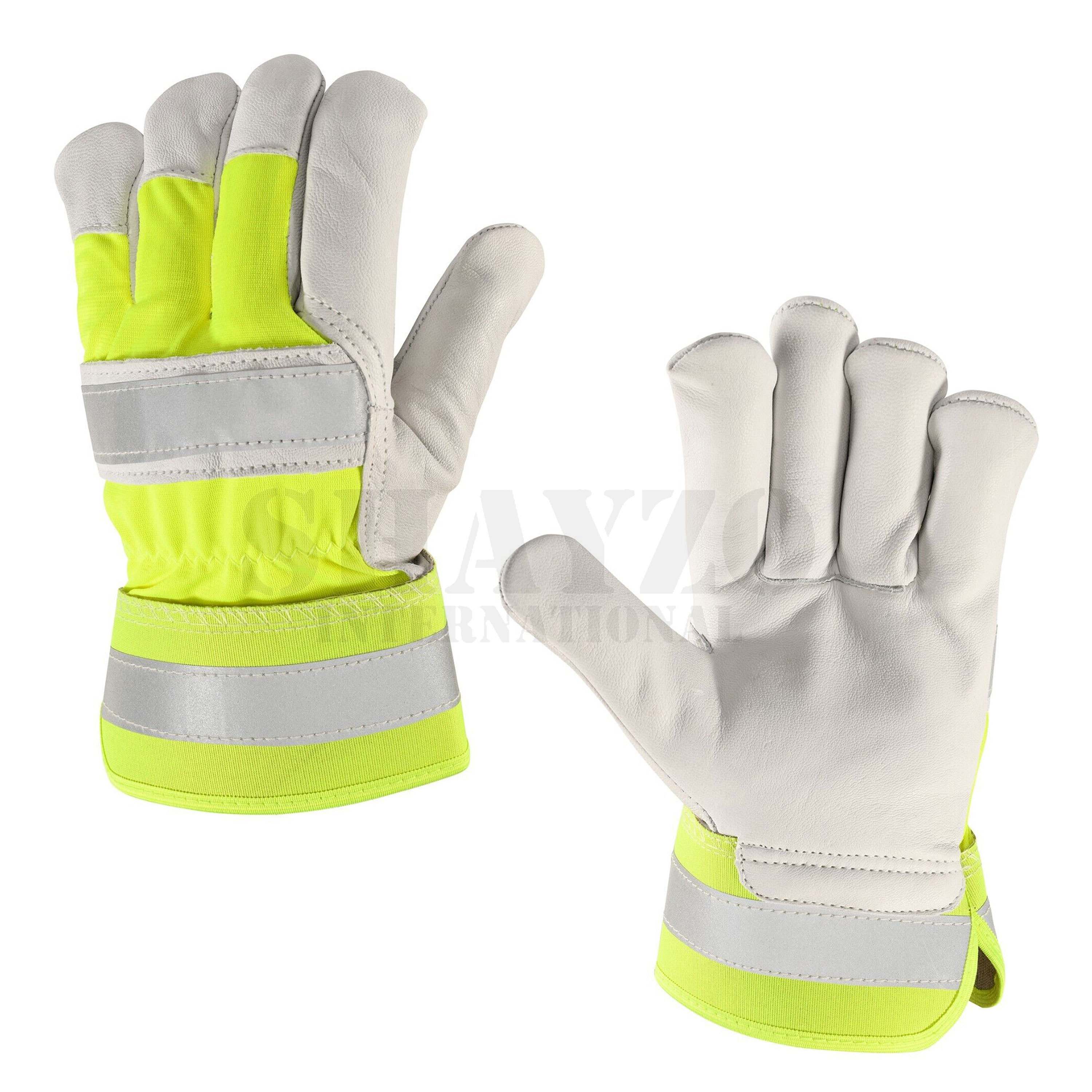 Puncture And Cut Resistant Cowhide Leather Work Gloves With Adjustable Wrist And Reinforced Leather Palm Patch